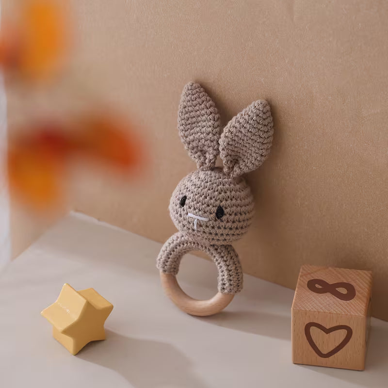 SnuggleBun Bunny Rattle – Handmade Baby Teether Toy