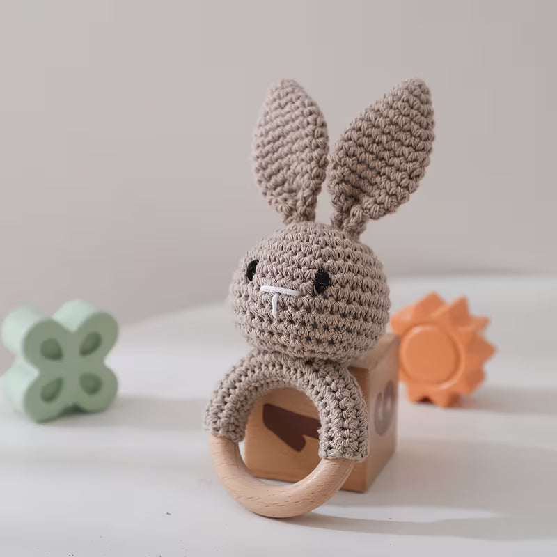 SnuggleBun Bunny Rattle – Handmade Baby Teether Toy