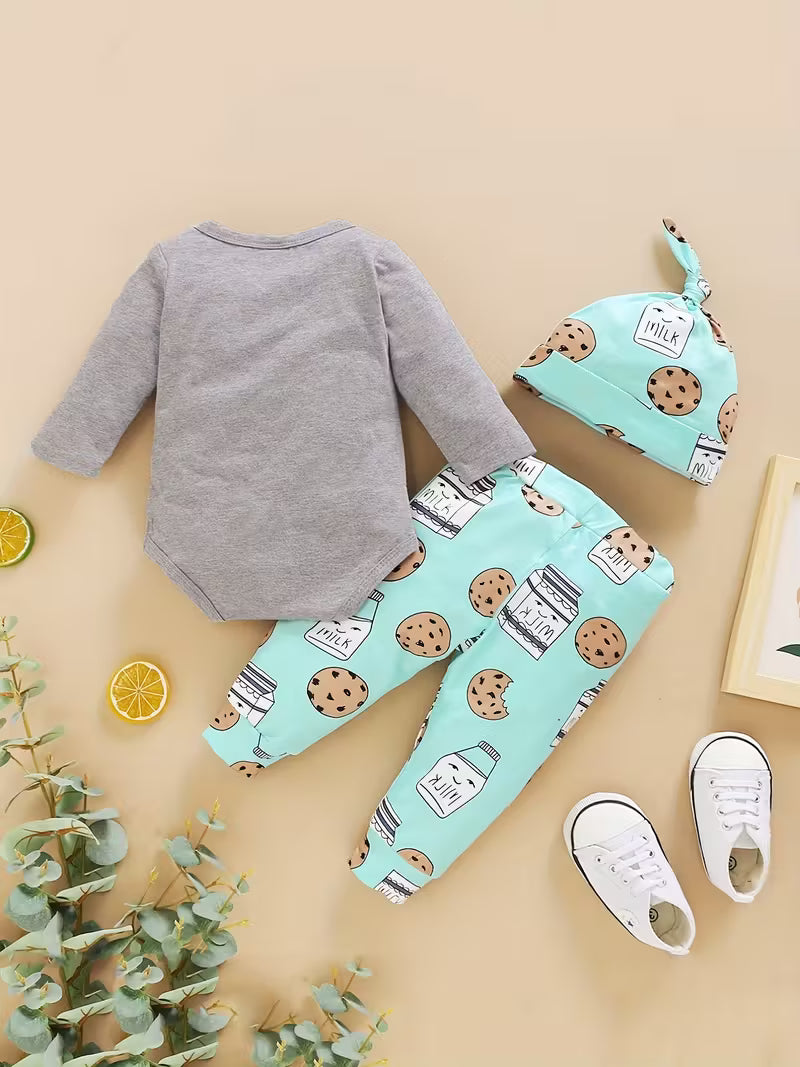 Little Monster 3-Piece Baby Set – Cozy Romper, Pants & Hat Outfit