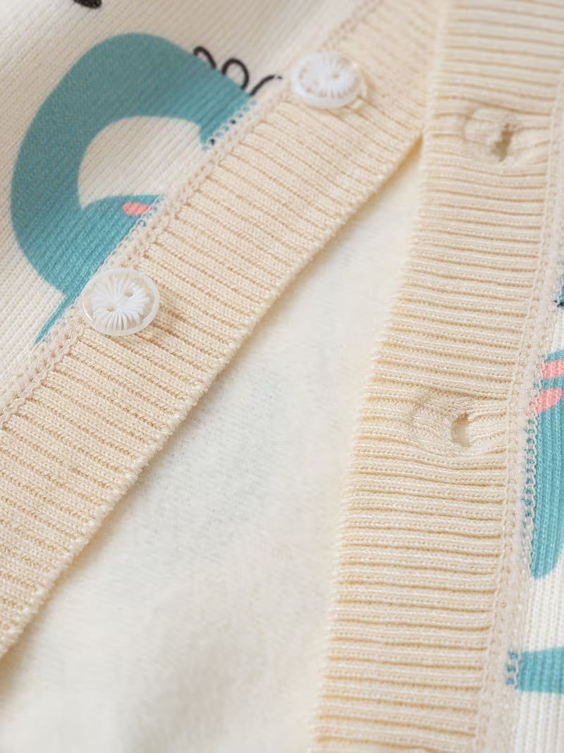 🦕 Girls Dinosaur Print Knit Cardigan – Soft & Stylish 🦕