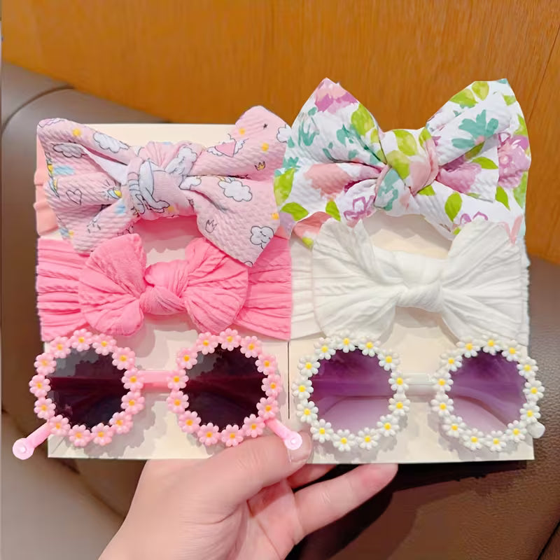 🌸 Daisy Dream Bow Headband & Sunglasses Set (2-Piece)