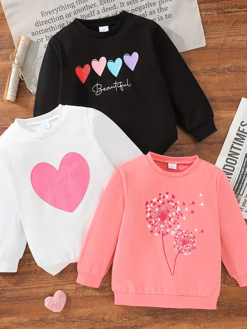 girls winter pink, white and black 3pc sweat shirts