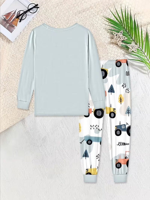 Cute Tractor Boys Pajama Set – Soft & Cozy 2-Piece Sleepwear