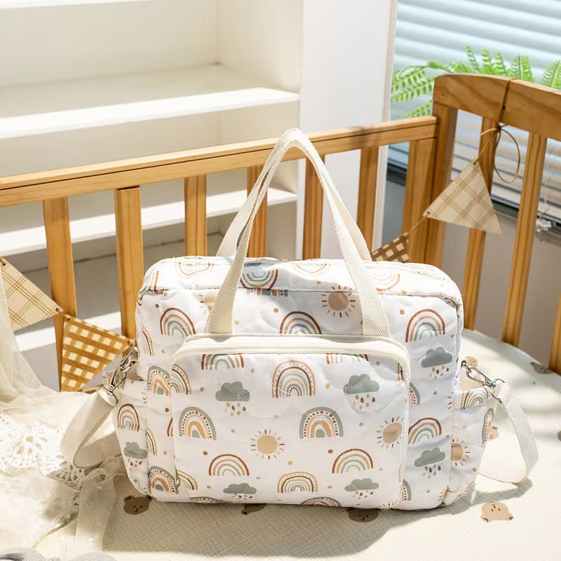 Luxury Rainbow Clouds Mommy Diaper Bag | Premium Maternity & Baby Essentials Travel