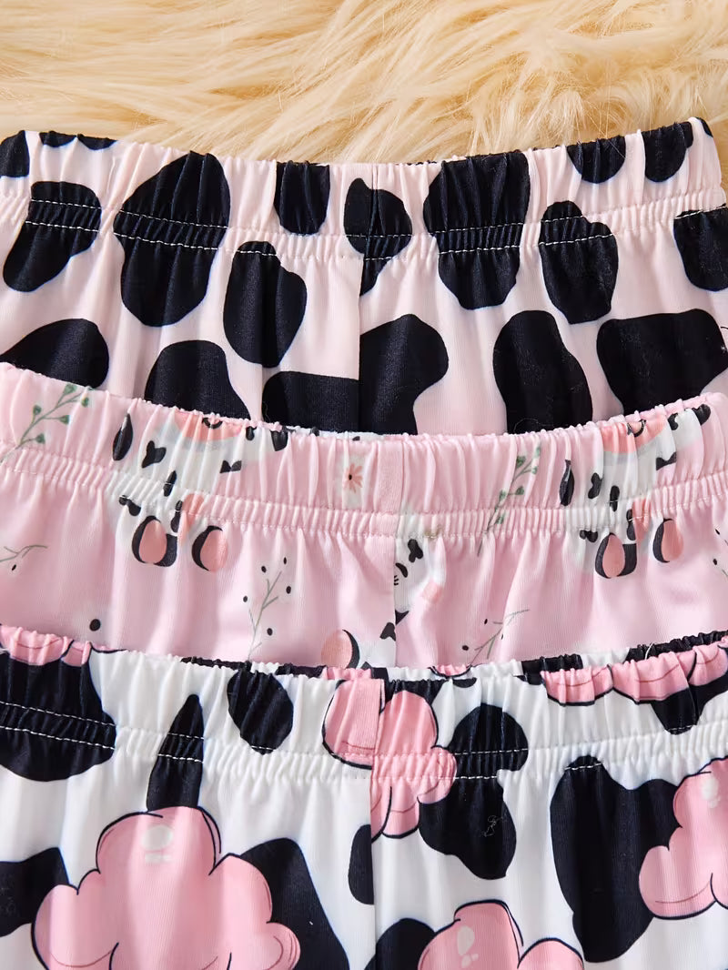 Adorable Pink Cow 6-Piece Pajamas Set – Soft & Cozy All-Season Wear for Little Girls